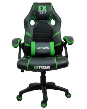 Игровое кресло Extreme EX Green чёрно-зелёное экокожа + мембранная ткань, 117×65×49 см, 120 кг