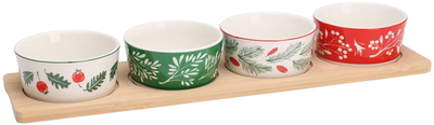 Miseczki na przekąski Excellent Houseware porcelanowe na tacy 5 elementów (8720573577540)