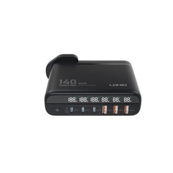 Сетевое зарядное устройство LDNIO A6140C с LED дисплеем 3 x USB, 3 x Type-C, технология GaN,PD3.0 140W/QC4.0 Черный