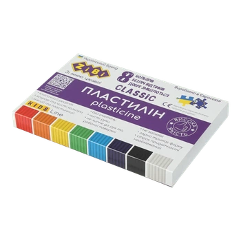 Пластилін 8коль 160гр картон уп CLASSIC ZIBI