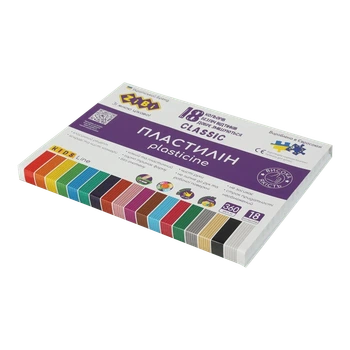 Пластилін 18коль 360гр картон уп CLASSIC ZIBI