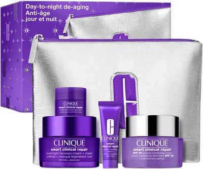 Набір для догляду за обличчям Clinique Smart Clinical Repair Косметичка + Крем 50 мл + Маска 50 мл + Сироватка 10 мл + Крем для шкіри навколо очей 5 мл (192333275597)