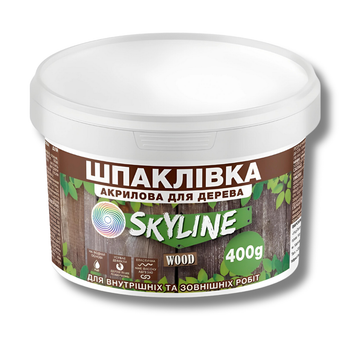 Шпаклівка акрилова для дерева SkyLine Wood швидковисихаюча без запаху 0.4 кг Білий