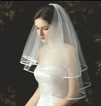Фата подвійна Айворі для нареченої на весілля 0,80см Styduo dekory (5688)