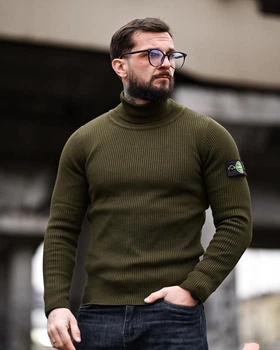Чоловічий демісезонний в'язаний гольф Stone Island 2XL хакі (94780)