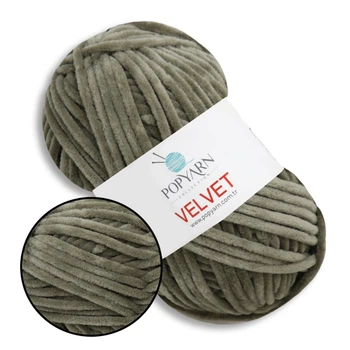 Пряжа плюшевая Popyarn Velvet (Попярн Вельвет) №017 Грибной - 100% полиэстер, 100 г / 120 м, для пледов, игрушек, вязания спицами и крючком