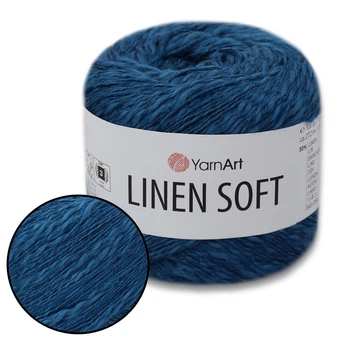 Пряжа YarnArt Linen soft, Электрик №7317, 100 г 272 м- нить лен, вискоза, хлопок для вязания