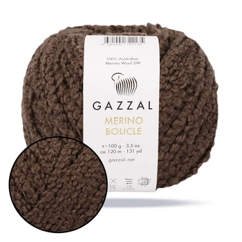 Gazzal Merino Boucle, Шоколад №3763, пряжа букле с шерсти мериноса 100г/120м – 100% меринос superwash, букле, толстая зимняя пряжа