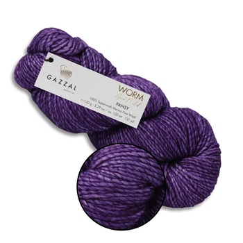 Gazzal Worm, Сирень №3872, супервош мерино файн 150г/120м - 100% шерсть мериноса, толстая тёплая нить для свитеров, кардиганов, шапок