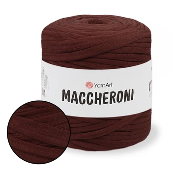 YarnArt Maccheroni, Коричневый - вторичная трикотажная лентовая пряжа, 90% хлопок, для ковриков, декора, хендмейда (Маччерони)