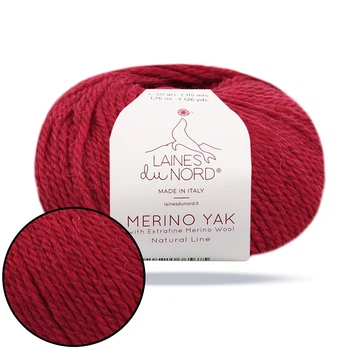 Laines du Nord Merino Yak, Вишня №13, пряжа с шерсти яка и альпаки, 50 г / 115 м, мягкая тёплая пряжа для вязания, зимняя