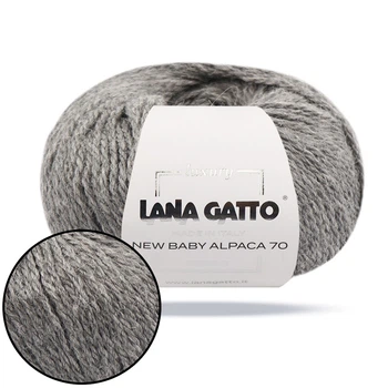 Lana Gatto New Baby Alpaca 70, Серый №9476, пряжа из шерсти бэби альпаки, 50 г / 125 м, для вязания свитеров, кардиганов, шапок, детских вещей