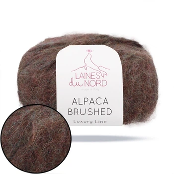 Laines du Nord Alpaca Brushed, Коричнево-зеленый меланж №22, пряжа с альпаки и шерсти, 50 г / 115 м, средней толщины для вязания свитеров, шарфов