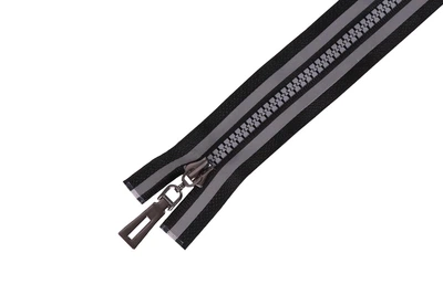 Zipper Тракторна блискавка світловідбиваюча, чорна, 100см, 2 бігунки