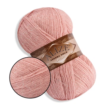 Alize Simli Angora Gold, Пудра №161 - ангоровая пряжа с люрексом 100 г / 500 м, для ажурных шалей, свитеров, Симли Ангора Голд