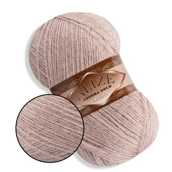 Alize Simli Angora Gold, Молочно-бежевый №506 - ангоровая пряжа с люрексом 100 г / 500 м, для ажурных шалей, свитеров, Симли Ангора Голд
