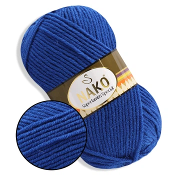 Nako Superlambs Special, Синий №1599, полушерстяная пряжа, 100 г / 200 м, 49% шерсть / 51% акрил, для свитеров, шапок, шарфов
