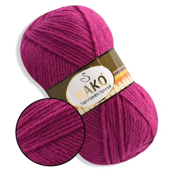 Nako Superlambs Special, Фуксия №1302, полушерстяная пряжа, 100 г / 200 м, 49% шерсть / 51% акрил, для свитеров, шапок, шарфов