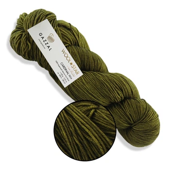 Gazzal Wool Star, №3814 - 100% мериносова вовна, 100 г / 350 м, пасма ручного фарбування для в'язання светрів, шапок, шарфів, Вул Стар