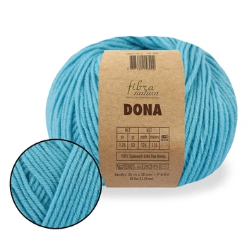 FibraNatura Dona, Бірюзовий №106-19 - пряжа для в'язання, 50 г / 115 м, 100% мериносова вовна superwash, для светрів, шапок і шарфів