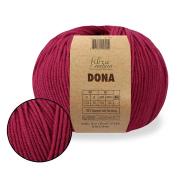 FibraNatura Dona, Ягодный №106-09 – пряжа для вязания, 50 г / 115 м, 100% мериносовая шерсть superwash, для свитеров, шапок и шарфов