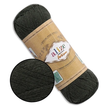 Alize Superwash Artisan, Сосновий бір №873, тонка тепла пряжа, 100 г/420 м, 75% вовна superwash/25% поліамід - для шкарпеток, рукавиць і шапок