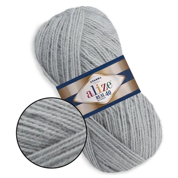 Alize Angora Real 40, Серый №21 - тонкая полушерстяная пряжа 100 г / 430 м, 40% шерсть / 60% акрил, для шапок, снудов, кардиганов