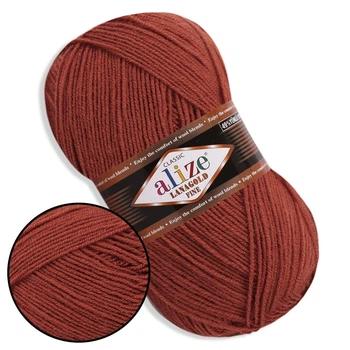 Alize Fine LanaGold, Терракот №36 - полушерстяная пряжа Ализе ЛанаГолд Файн 100 г / 390 м, 49% шерсть / 51% акрил, для тёплых изделий