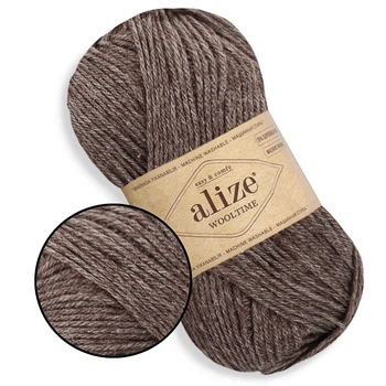 Alize Wooltime, Какао №240- тепла пряжа для шкарпеток і зимових виробів, Алізе Вултайм 100 г / 200 м, 75% вовна / 25% поліамід