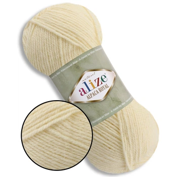 Alize Alpaca Royal New, Пломбір №01 - пряжа з альпакою 100 г / 250 м, 15% альпака / 30% вовна / 55% акрил, для светрів, кардиганів, шарфів