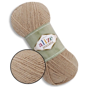Alize Alpaca Royal New, Бежевый №262 – пряжа с альпакой 100 г / 250 м, 15% альпака / 30% шерсть / 55% акрил, для свитеров, кардиганов, шарфов