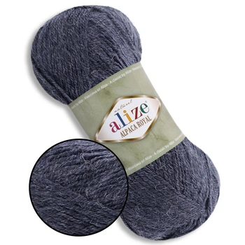 Alize Alpaca Royal New, Джинсовый меланж №203 – пряжа с альпакой 100 г / 250 м, 15% альпака / 30% шерсть / 55% акрил, для свитеров, кардиганов, шарфо