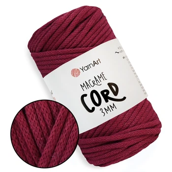 YarnArt Macrame Cord 3mm, Бордо №781 - трикотажний шнур 250 г / 85 м для в'язання сумок, іграшок, килимків, макраме, товста пряжа
