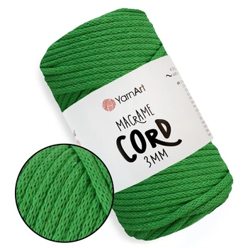 YarnArt Macrame Cord 3mm, Зеленый №759 - трикотажный шнур 250 г / 85 м для вязания сумок, игрушек, ковриков, макраме, толстая пряжа