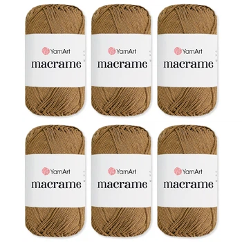 Упаковка YarnArt Macrame, Коричневый №151, 6шт – пряжа полиэстер, комплект для макраме, набор для вязания сумок и декора