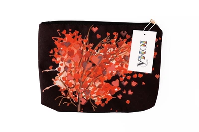 Косметичка для вишивки бисером "Сердца", черная, КОС99Ч, 25*18*4см ЮМА - заготовка для вышивания, хендмейд, сумочка для хранения