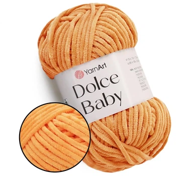 YarnArt Dolce Baby, Абрикос №852 − плюшевая пряжа ЯрнАрт Дольче Беби, 50 г / 85 м, для вязания игрушек, пледов, пинеток и детской одежды