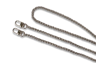 Ручка-ланцюг для сумки метал кругла об'ємна 120*0.6 см, карабін поворотний, срібло, декоративний металевий ланцюжок, фурнітура для сумок