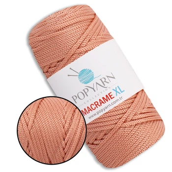 Шнур для макраме Popyarn Macrame XL, Персик №479, 250 г / 125 м, 100% поліпропілен - для в'язання сумок, килимків, кошиків, панно, декору