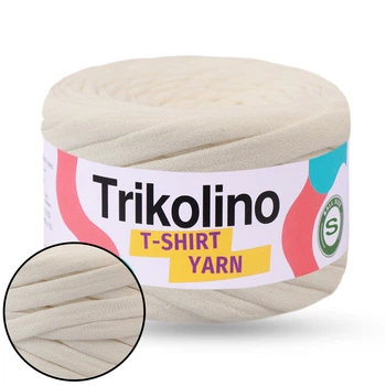 Трикотажна пряжа Trikolino 7-9mm S, Парне молоко, 30м, для в'язання кошиків, килимків, сумок, косметичок, Триколіно