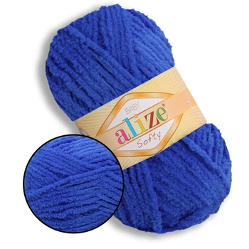 Пряжа для вязания Alize Softy, Василек №141, 100% микрополиэстер, 50 г, 115 м - плюшевая нить для спиц и крючка (игрушки, одежда,пледы)