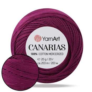 YarnArt Canarias, Марсала №0112, 100% мерсирезована бавовна 20 г/203 м, тонка нитка для мереживного в'язання, пряжа для серветок, фріволіте