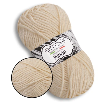 Пряжа Etrofil Punch, 100% микроакрил, 25 г / 70 м, для ковровой вышивки, вязания и декора, цвет Крем №72106