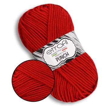 Пряжа Etrofil Punch, 100% мікроакрил, 25 г / 70 м, для килимової вишивки, в'язання та декору, колір Червоний №73216
