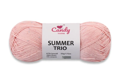 Летняя пряжа Candy-Yarn Summer Trio, Пудра №10, пряжа с лиоцелом, леном и пайетками, 50 г/175м, нить для вязания топов, маек, летних накидок