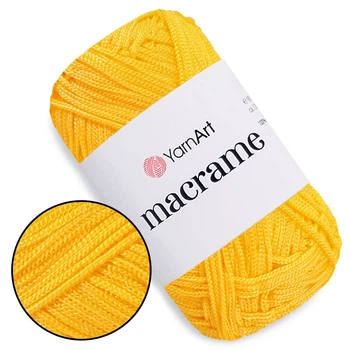 Пряжа YarnArt Macrame Желтый №142, полиэстеровый шнур 2,5 мм, нитка для вязания крючком и спицами, полиэстер 100%