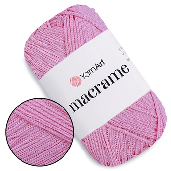 Пряжа YarnArt Macrame Розовый №147, полиэстеровый шнур 2 мм, нитка для вязания крючком и спицами, полиэстер 100%
