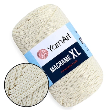 Пряжа YarnArt Macrame XL, Молочный №137, полиэстеровый шнур 3 мм, ЯрнАрт Макраме ХЛ нитка для вязания крючком и спицами, полиэстер 100%
