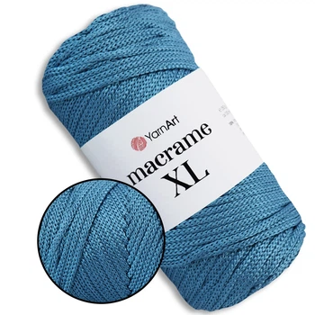 Пряжа YarnArt Macrame XL, Джинс №169, поліестеровий шнур 4 мм, ЯрнАрт Макраме ХЛ нитка для в'язання гачком і спицями, поліестер 100%