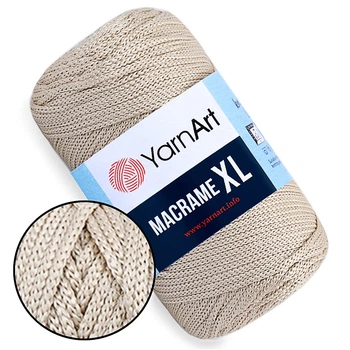 Пряжа YarnArt Macrame XL, Кофе с молоком №166, полиэстеровый шнур 4 мм, ЯрнАрт Макраме ХЛ нитка для вязания крючком и спицами, полиэстер 100%